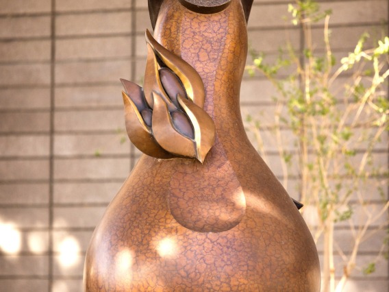 A photograph of Look to the Mesa, a sculpture in memory of Helen Schaefer