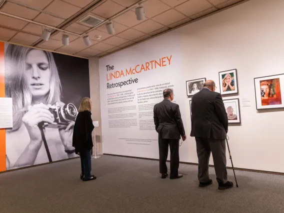 A photograph of the Linda McCartney Retrospective exhibition opening.