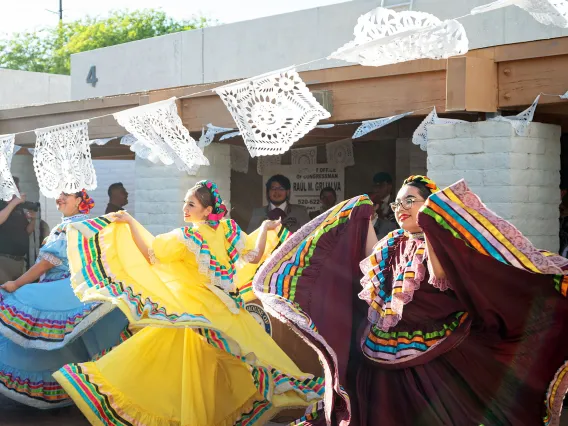 Folklórico dancers from Desert View High School performing