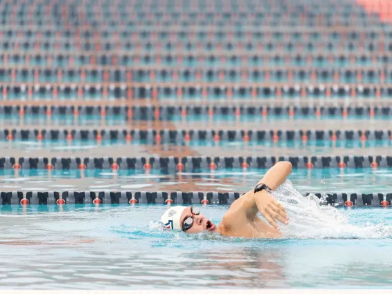 Trawick swims both the freestyle and the backstroke.