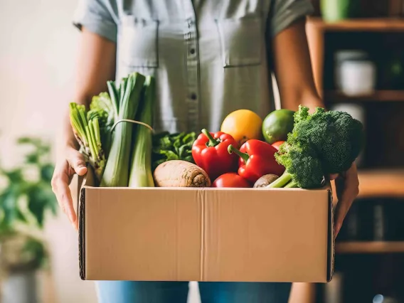 A CSA box of fresh vegetables