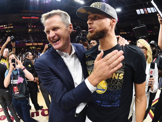Steve Kerr with Stephen Curry