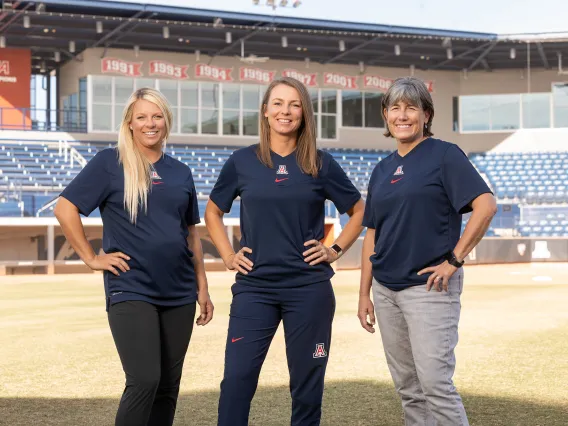 UArizona softball leaders pictured: Taryne Mowatt-McKinney, Caitlin Lowe and Stacy Iveson.