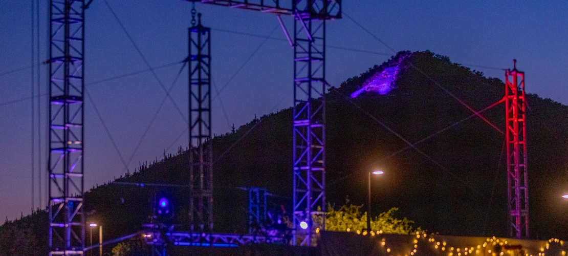 'A' on Sentinel Peak lit up with blue lights