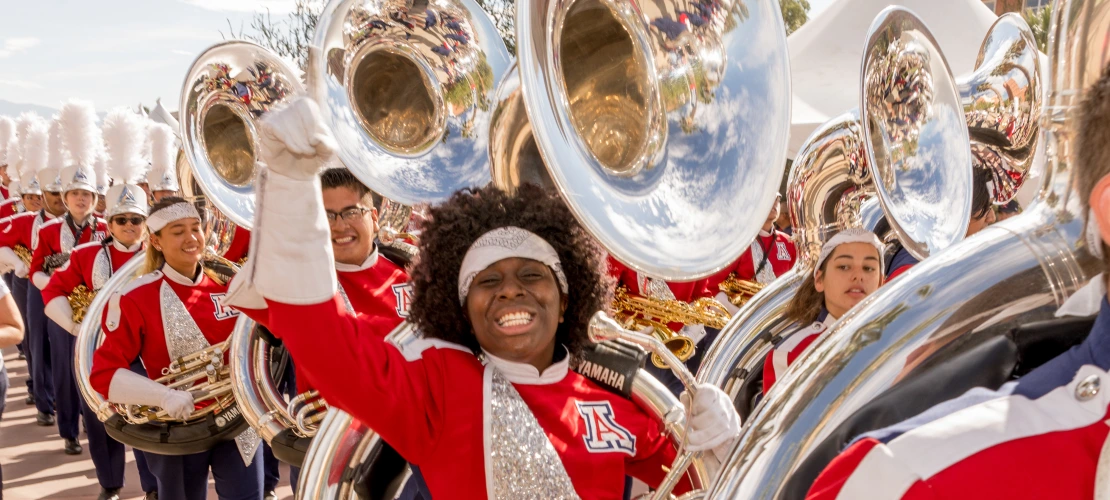 Tuba players marching
