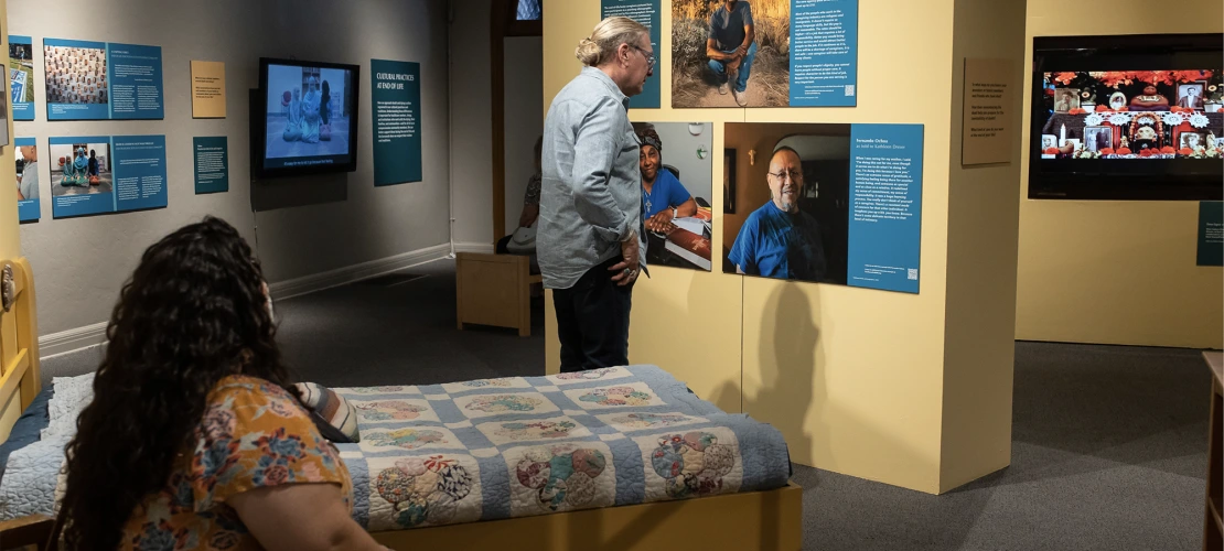 Woman looks at exhibit