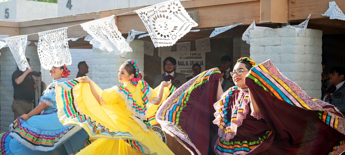 Folklórico dancers from Desert View High School performing