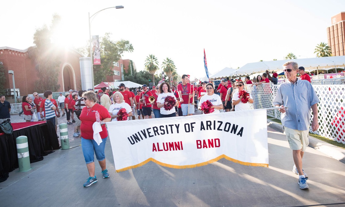 Alumni Band marching in parade