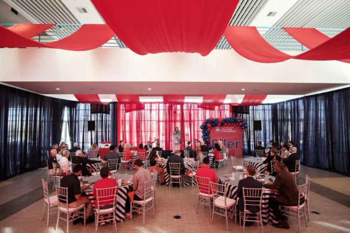 People seated around tables