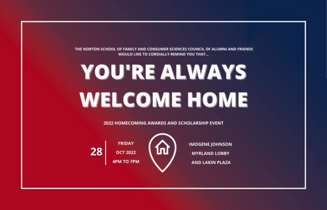 Graphic that says You're Always Welcome Home