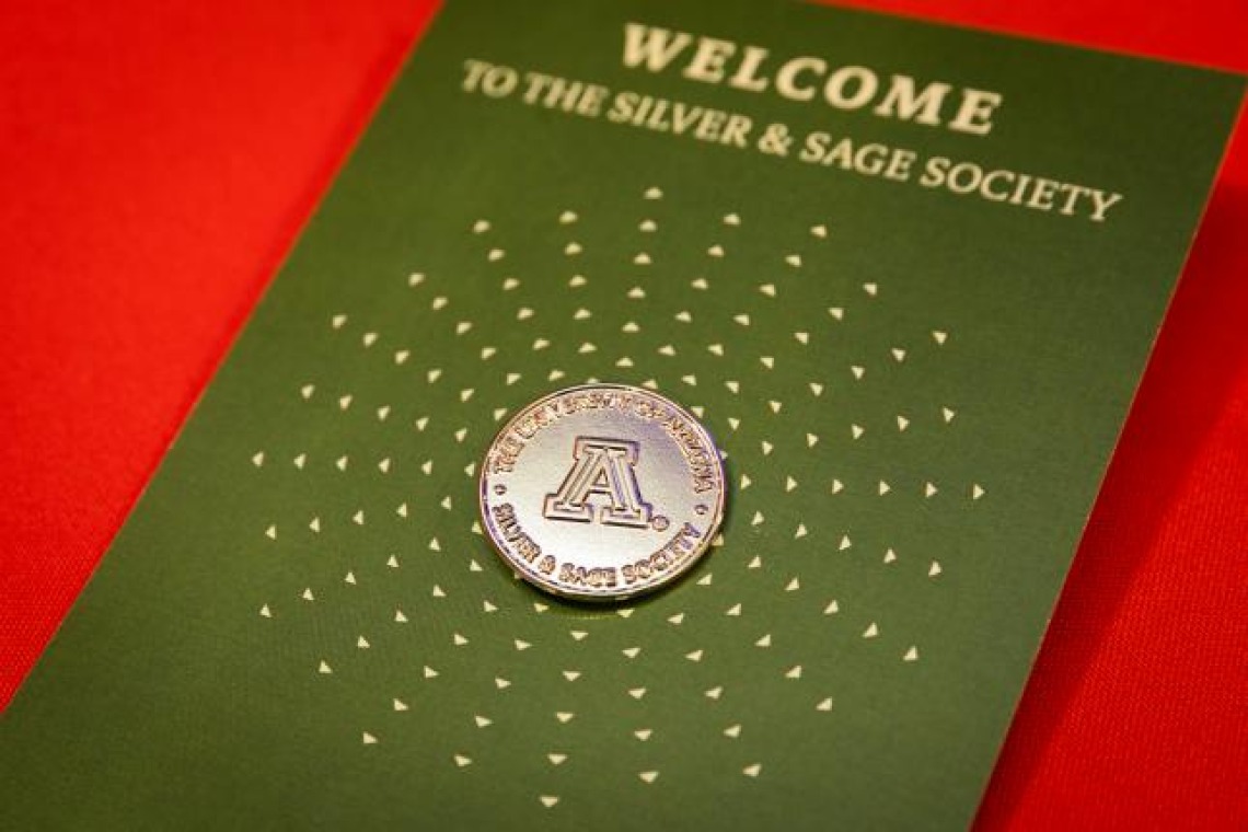 Silver and Sage Society pin