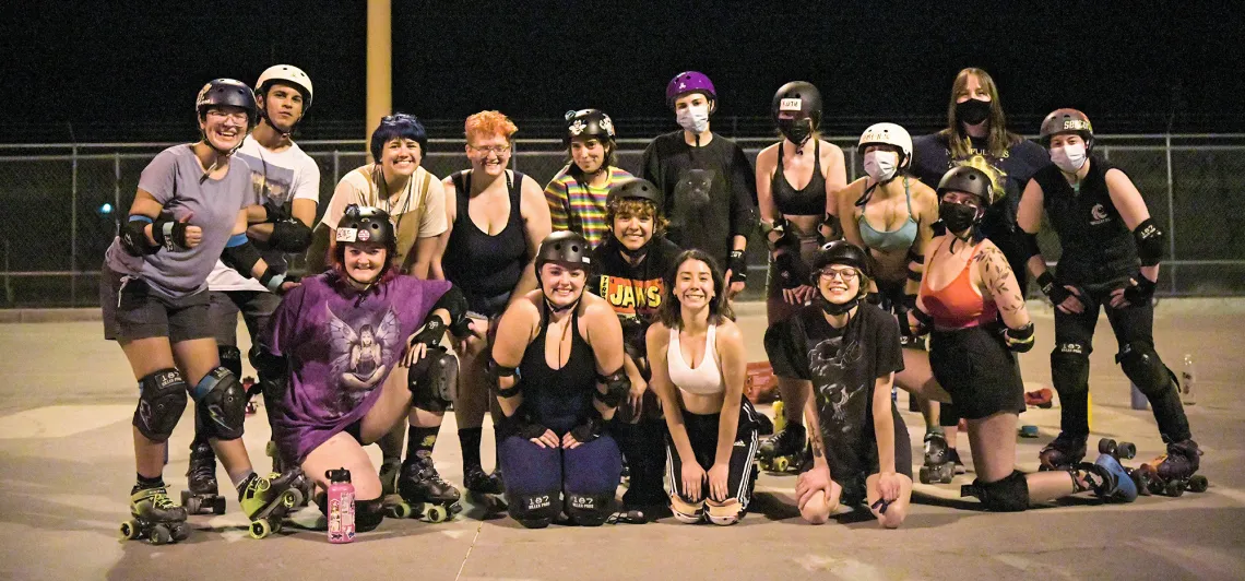 Group of roller derby teammates