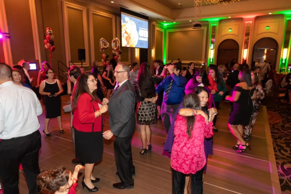 Overview of dance floor with people dancing