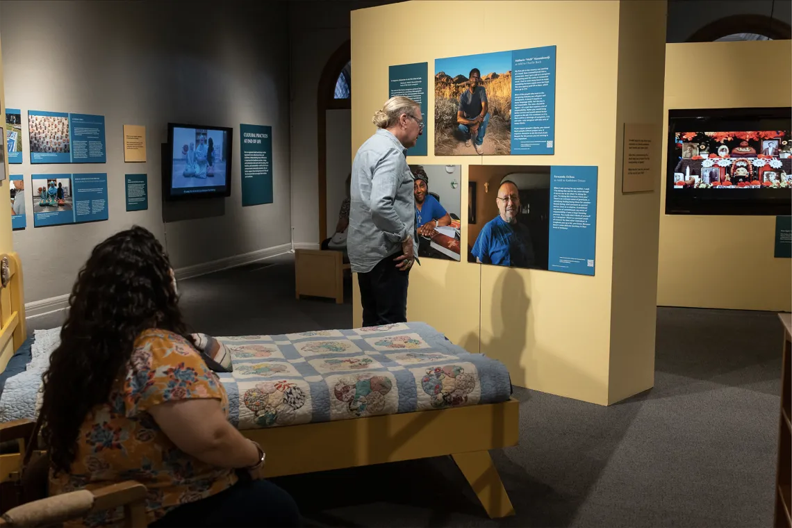 Woman looks at exhibit