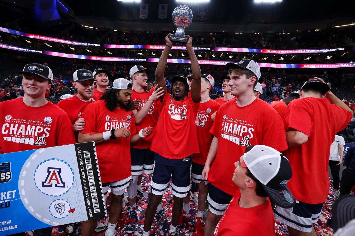 Arizona Men's Basketball Celebrates a Pac-12 Championship Win in 2023