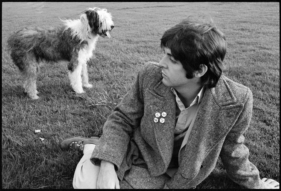 A photograph of Paul McCartney and the family dog, Martha.