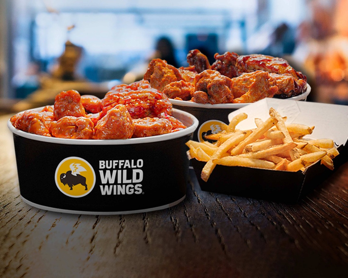 A photograph of wings and fries at Buffalo Wild Wings