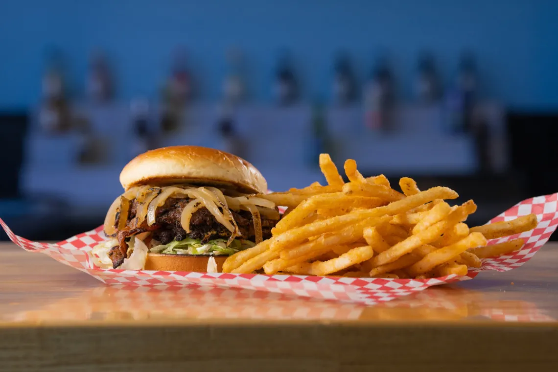 A photograph of a burger and fry meal from Matty G's