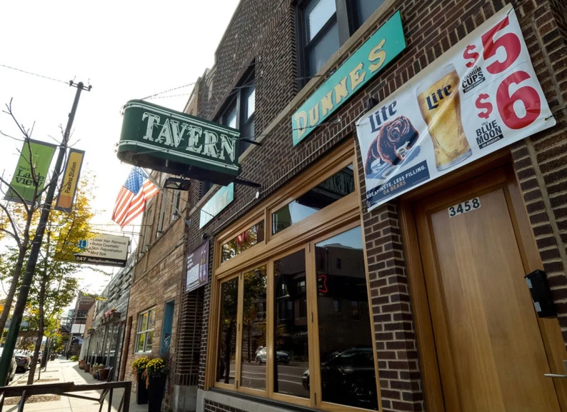 A photograph of the outdoors of Finley Dunne's tavern