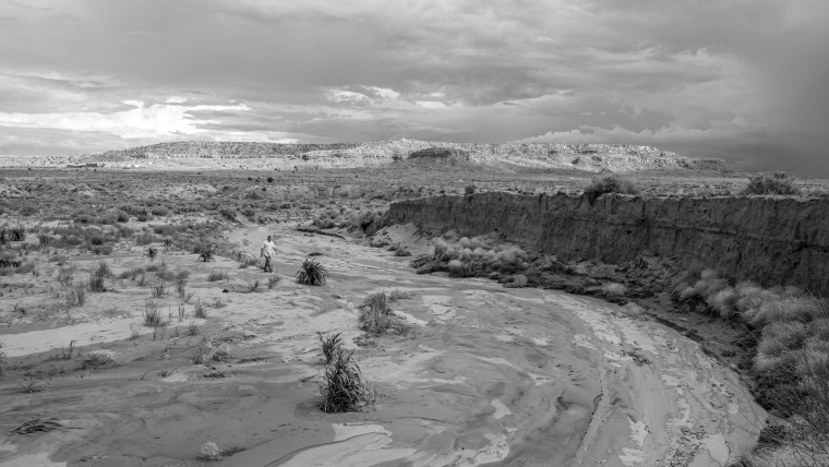 A photograph of Michael Kotutwa Johnson on the Hopi reservation in northeastern Arizona
