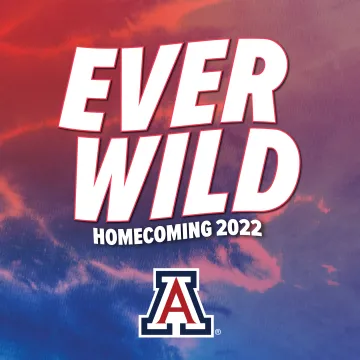 Red and blue graphic that says Ever Wild Homecoming 2022
