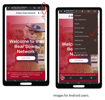 Screenshot of Bear Down Network on an Android phone