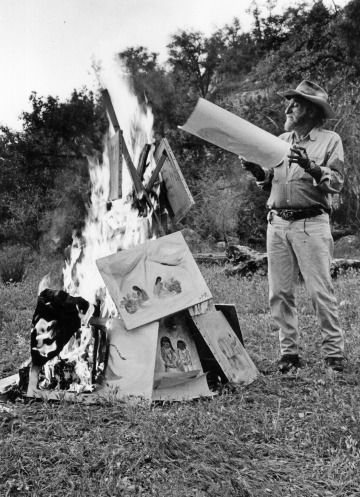 Ted DeGrazia burning paintings